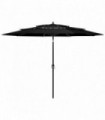 3-Tier Parasol with Aluminium Pole Black 3 m