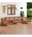 8 Piece Garden Lounge Set Honey Brown Solid Pinewood