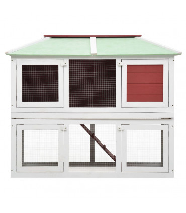 Animal Rabbit Cage Double Floor Red Wood