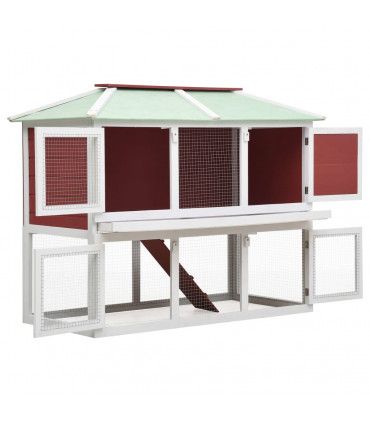 Animal Rabbit Cage Double Floor Red Wood