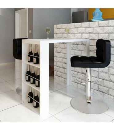 Bar Table MDF with Wine Rack High Gloss White