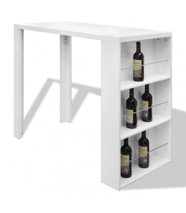 Bar Table MDF with Wine Rack High Gloss White