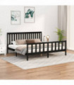 vidaXL Bed Frame with Headboard Black 200x200 cm Solid Wood Pine