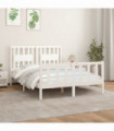 vidaXL Bed Frame with Headboard White Solid Wood Pine 120x200 cm