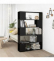 Book Cabinet Room Divider Black 100x24x155 cm Engineered Wood