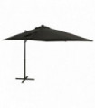 Cantilever Umbrella with Pole and LED Lights Black 250 cm