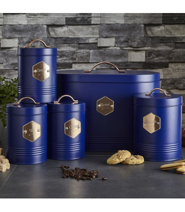 5 Piece Kitchen Canister Set - Tin Navy