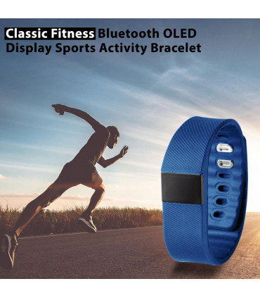 BAS-Tek Classic Fitness Bluetooth OLED display Sports Activity Bracelet - Navy