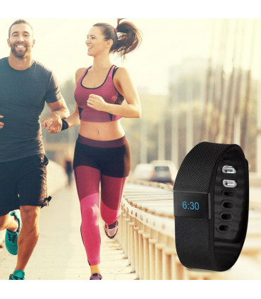 BAS-Tek Classic Fitness Tracker Bluetooth Bracelet - Black