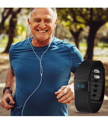 BAS-Tek Classic Fitness Tracker Bluetooth Bracelet - Black