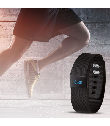 BAS-Tek Classic Fitness Tracker Bluetooth Bracelet - Black