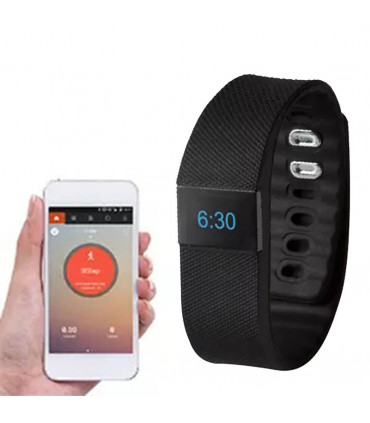 BAS-Tek Classic Fitness Tracker Bluetooth Bracelet - Black