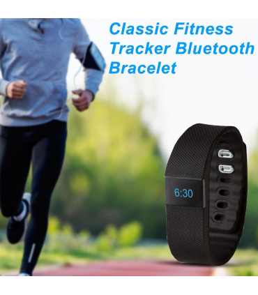BAS-Tek Classic Fitness Tracker Bluetooth Bracelet - Black