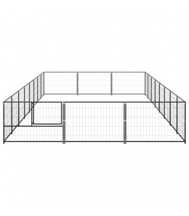 vidaXL Dog Kennel Black 24 m² Steel