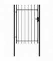 Fence Gate Single Door with Spike Top Steel 1x1.5 m Black