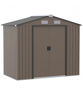 Garden Shed Storage Unit w/Locking Door Floor Foundation Vent Brown