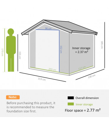 Garden Shed Storage Unit w/Locking Door Floor Foundation Vent Brown