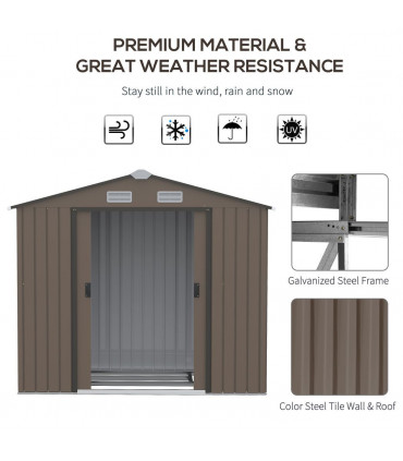 Garden Shed Storage Unit w/Locking Door Floor Foundation Vent Brown