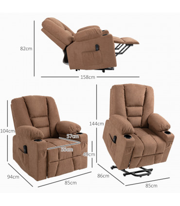 HOMCOM Riser and Recliner Chair w/ Remote, Lift Chair for Elderly, Brown