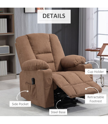 HOMCOM Riser and Recliner Chair w/ Remote, Lift Chair for Elderly, Brown