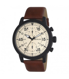 Wristwatches Faux Leather Cream 44mm Henley Men's Bold Textured Sp