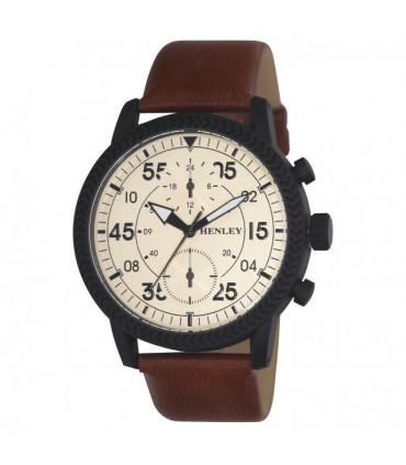 Wristwatches Faux Leather Cream 44mm Henley Men's Bold Textured Sp