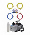 Vacuum Pump 100 L/min with 4-way Manifold Gauge Set in Tool Kit