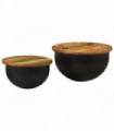 vidaXL 2 Piece Coffee Table Set Black Solid Wood Reclaimed
