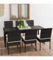 vidaXL 7 Piece Outdoor Dining Set with Cushions Poly Rattan Black