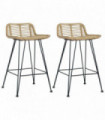 vidaXL Bar Chairs 2 pcs Natural Rattan