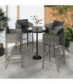 vidaXL Bar Stools 4 pcs with Cushions Grey Poly Rattan