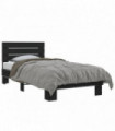 vidaXL Bed Frame Black 75x190 cm Small Single Engineered Wood and Metal