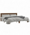 vidaXL Bed Frame Brown Oak 200x200 cm Engineered Wood and Metal