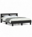 vidaXL Bed Frame with Headboard Black 140x200 cm Engineered Wood