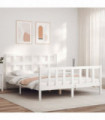 vidaXL Bed Frame with Headboard White 160x200 cm Solid Wood
