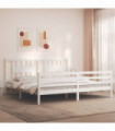 vidaXL Bed Frame with Headboard White 200x200 cm Solid Wood