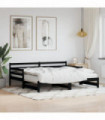 vidaXL Daybed with Trundle Black 90x200 cm Solid Wood Pine