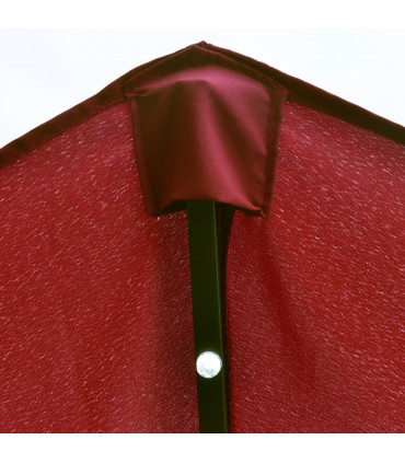 4.4m Double-Sided Sun Umbrella Patio Parasol Solar Lights Wine Red