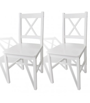 Dining Chairs 2 pcs White Pinewood