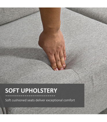 Sofa Linen Light Grey 141L x 70W x 78H cm Double Seat Loveseat Couch Armrests