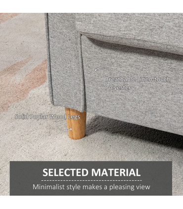 Sofa Linen Light Grey 141L x 70W x 78H cm Double Seat Loveseat Couch Armrests