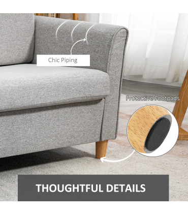 Sofa Linen Light Grey 141L x 70W x 78H cm Double Seat Loveseat Couch Armrests