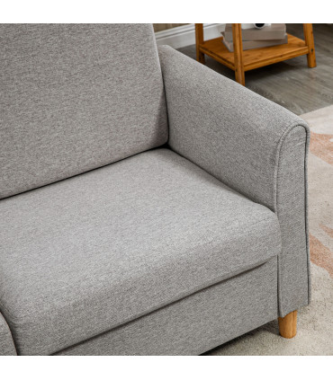 Sofa Linen Light Grey 141L x 70W x 78H cm Double Seat Loveseat Couch Armrests
