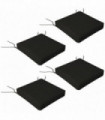 Outsunny Set of 4 Outdoor Seat Cushion with Ties, for Patio Furniture, Black