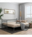 Pull-out Sofa Bed Frame Grey Metal 90x200 cm