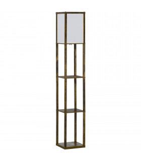 Floor Lamp Rustic Brown 4-Tier 26cm x 26cm x 160cm - Light with Storage Shelf