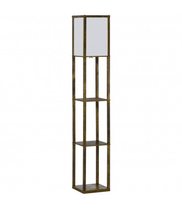 Floor Lamp Rustic Brown 4-Tier 26cm x 26cm x 160cm - Light with Storage Shelf