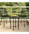 vidaXL Dining Table Black Ø50 cm Tempered Glass and Steel