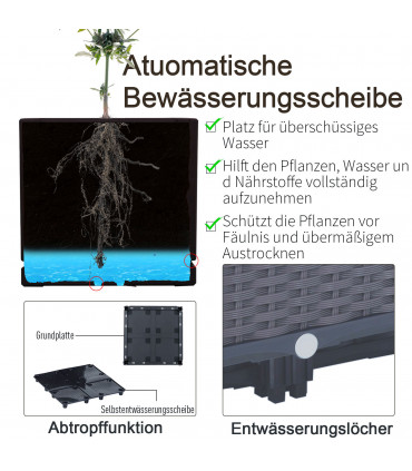 Raised Outdoor Garden Planter Box Brown Plastic 40cm x 40cm x 44cm PP Set Of 4