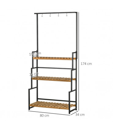 3 Tiered Plant Stand Rack with Hanging Hooks for Indoor Outdoor Decoration